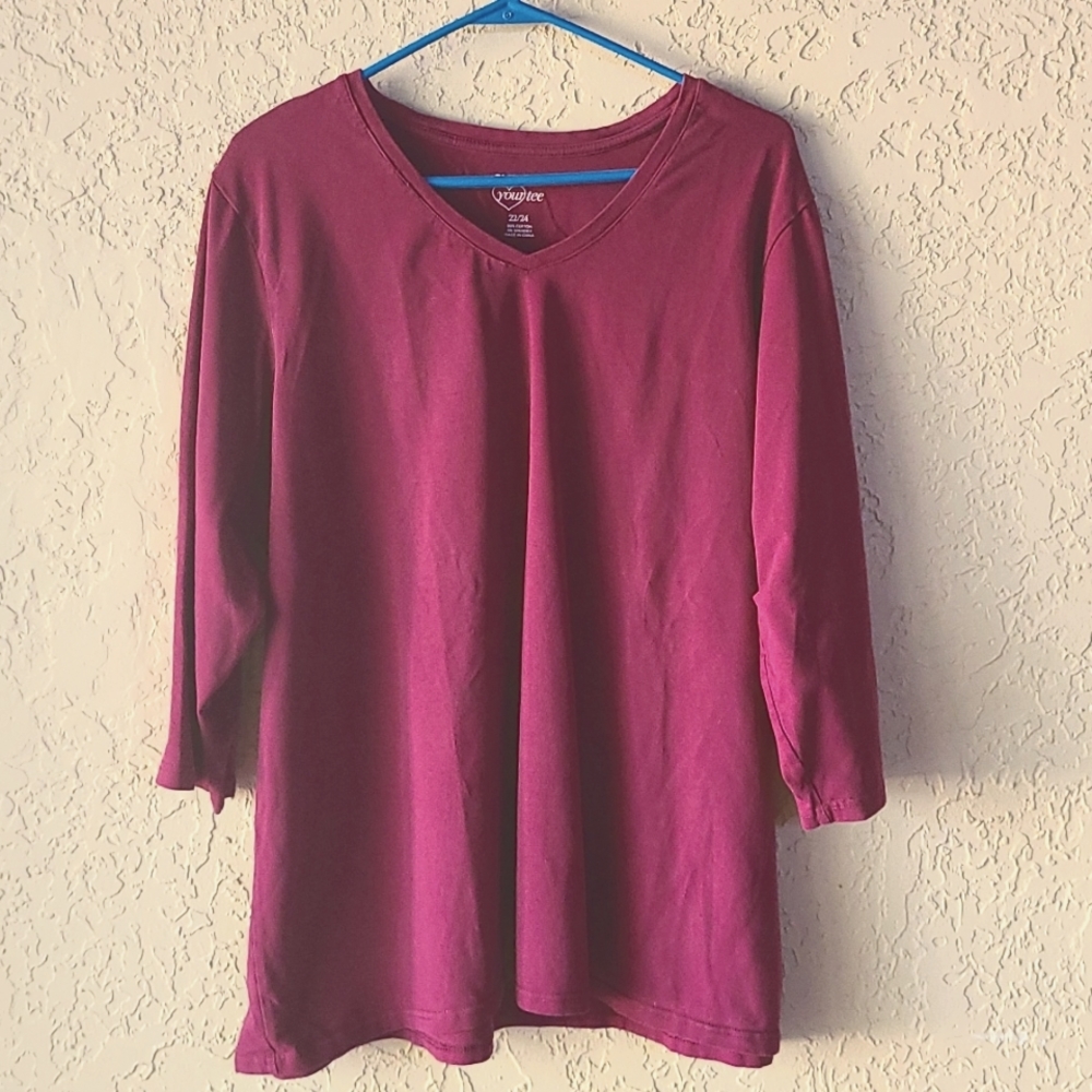 Avenue 3/4 Sleeve Stretch Tee-Size 22/24